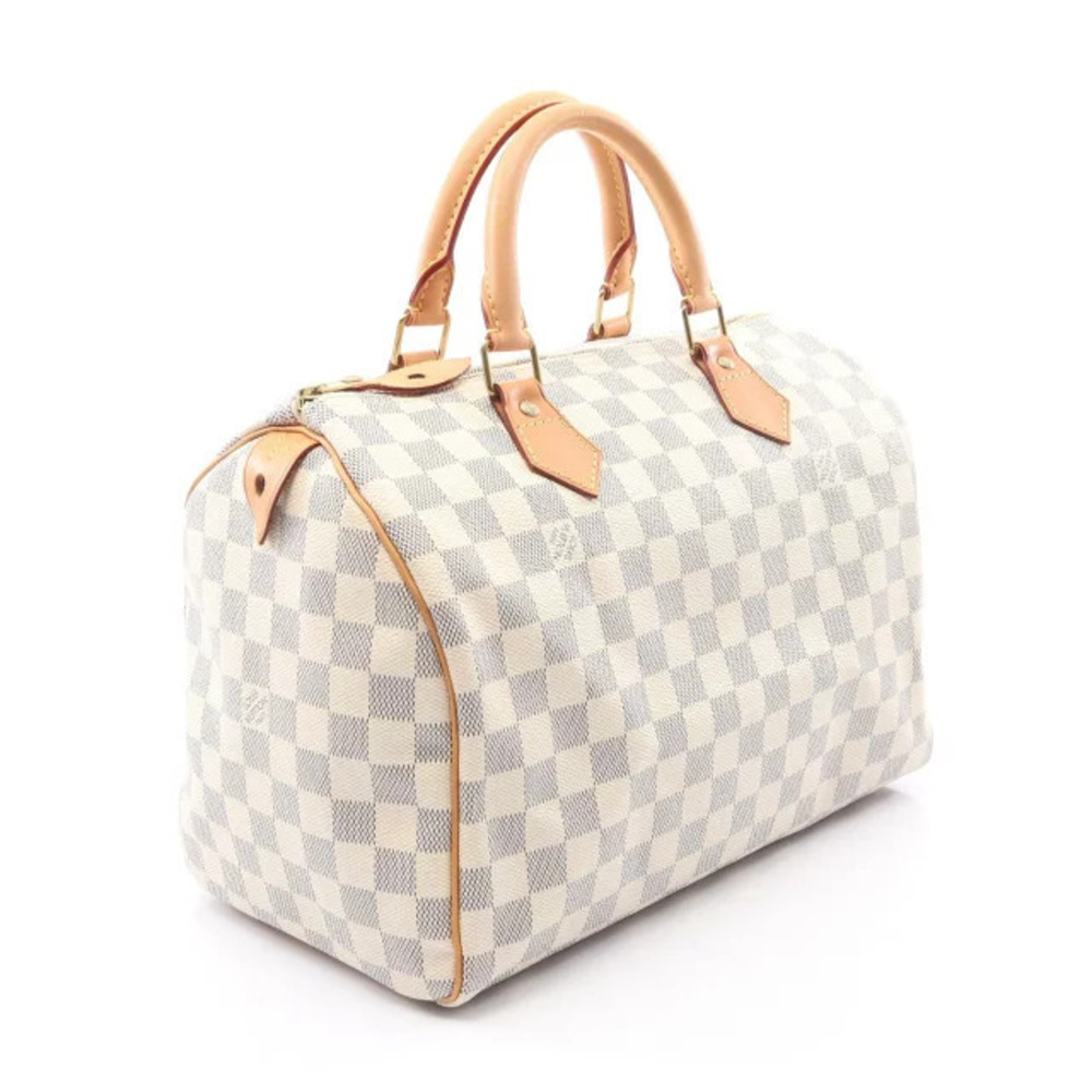 Louis Vuitton Speedy Canvas White Azur Leather Damier Handbag White